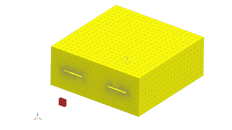 Abbildung 3: Berechnung der Schirmdämpfung einer elektrisch leitfähigen Box mit Aperturen.